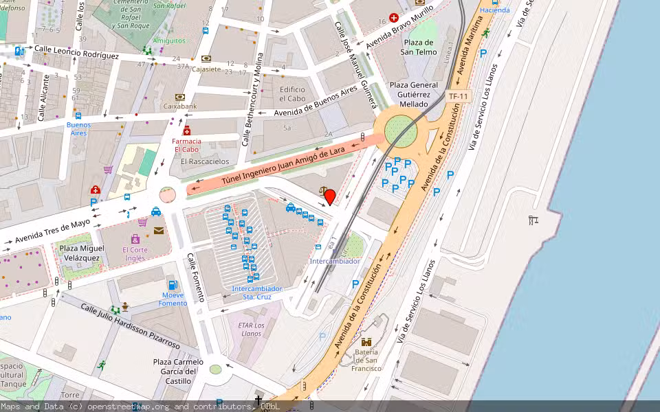 Mapa de Subasta Inmueble (Local comercial) en Santacruz De Tenerife, Santa Cruz de Tenerife