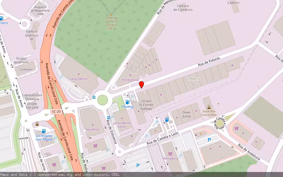 Mapa de Subasta Inmueble (Nave industrial) en Santiago De Compostela, A Coruña