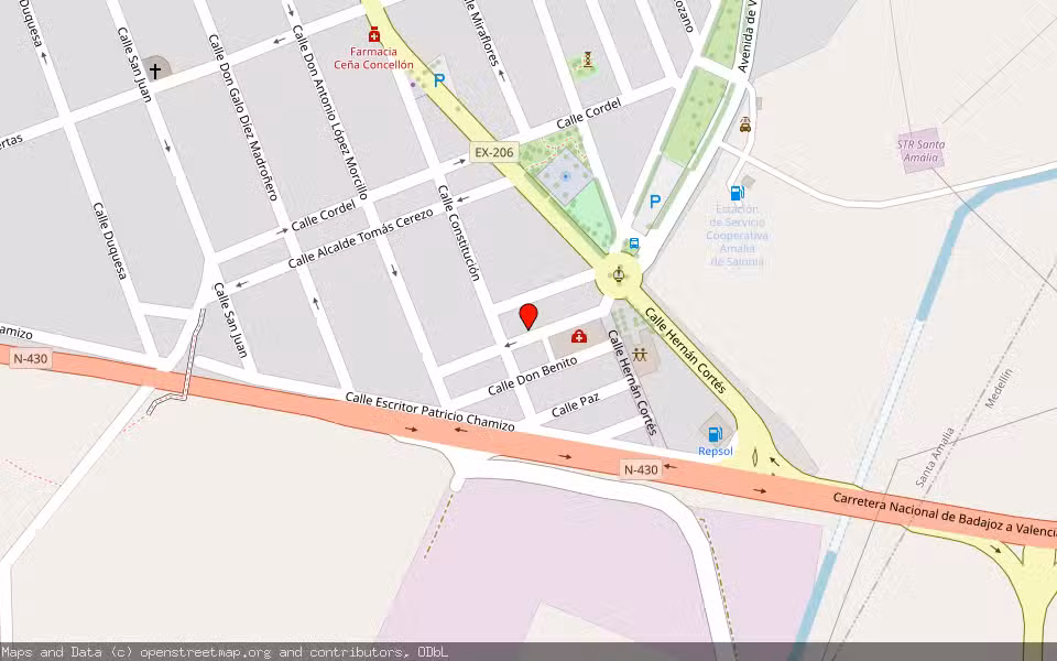 Mapa de Subasta Inmueble (Solar) en Santa Amalia, Badajoz