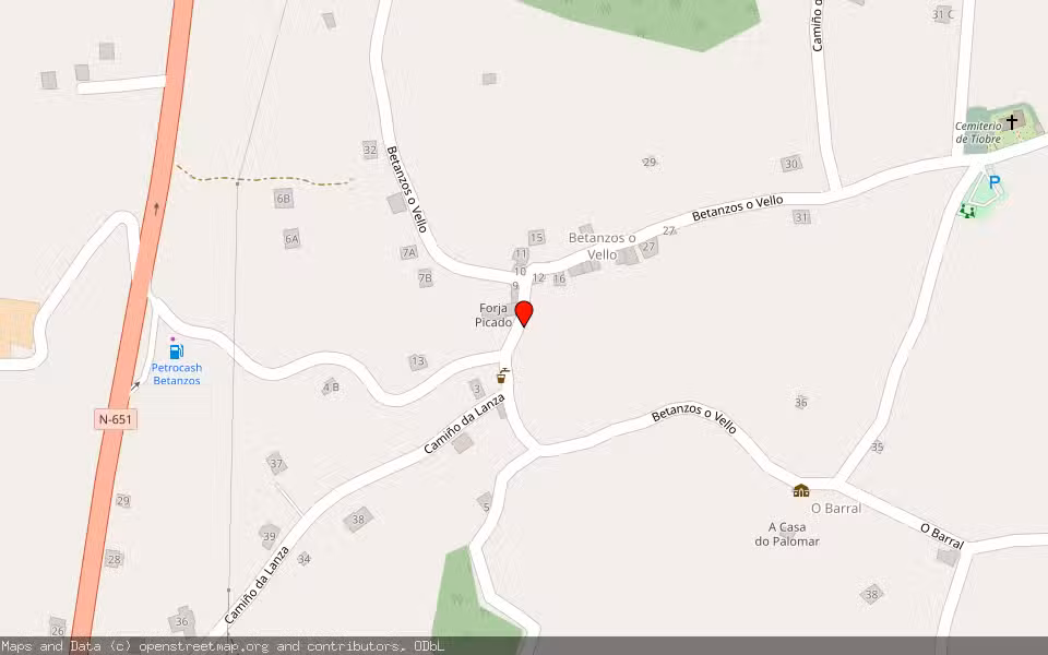 Mapa de Subasta Inmueble (Finca rústica) en Betanzos, A Coruña