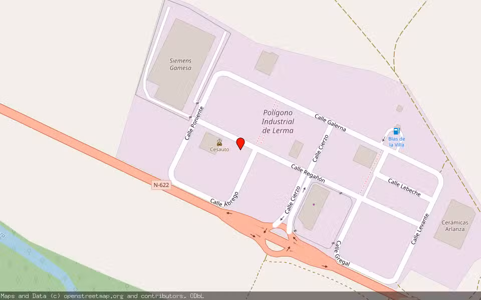 Mapa de Subasta Inmueble (Nave industrial) en Lerma, Burgos