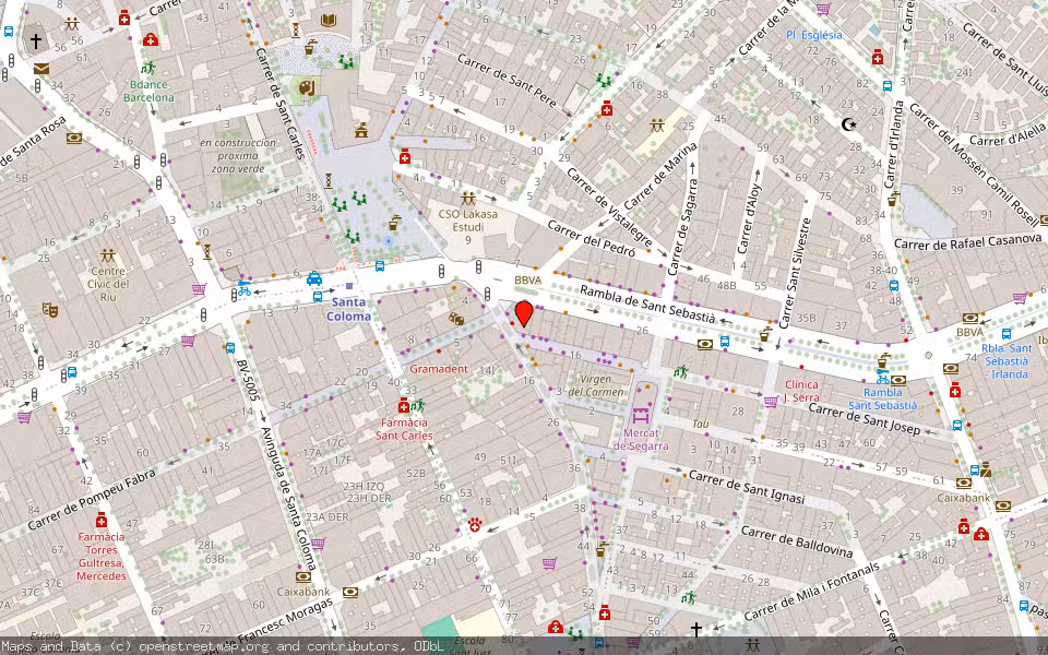 Mapa de Subasta Inmueble (Garaje) en Santa Coloma De Gramanet, Barcelona
