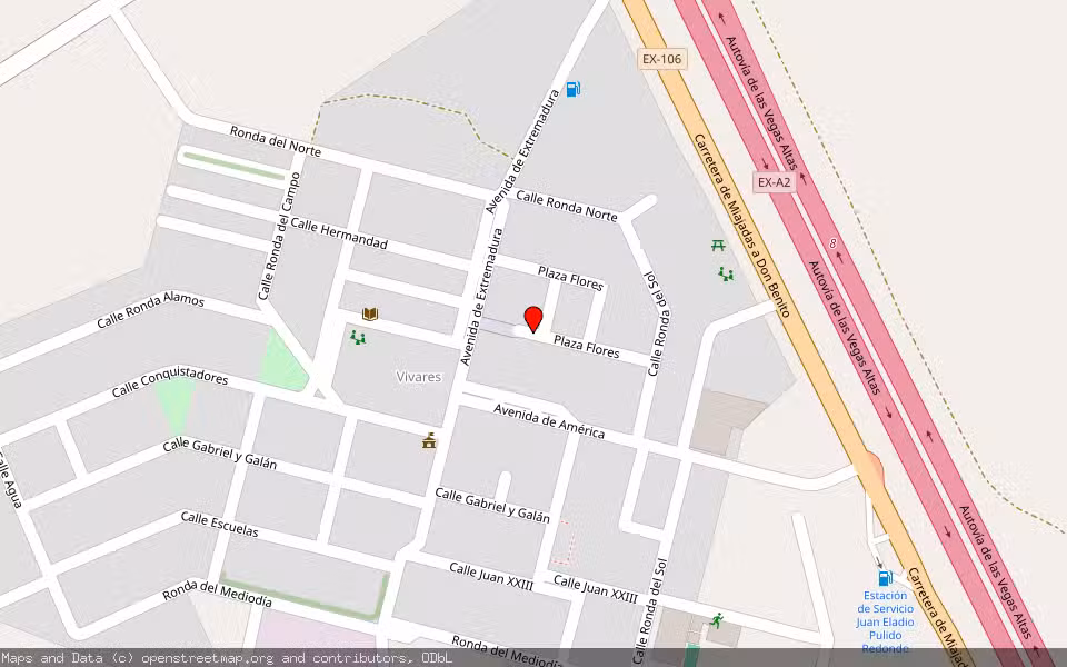 Mapa de Subasta Inmueble (Vivienda) en Vivares- Don Benito, Badajoz