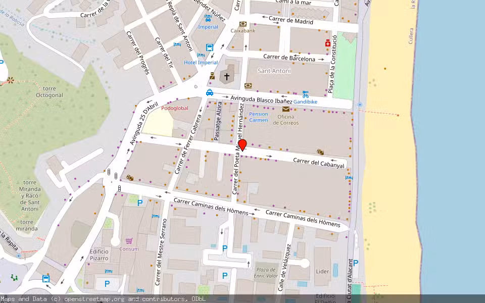 Mapa de Subasta Inmueble (Local comercial) en Cullera, Valencia/València