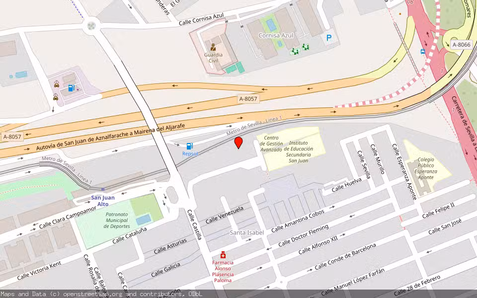 Mapa de Subasta Inmueble (Vivienda) en San Juan De Aznalfarache, Sevilla
