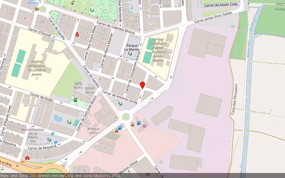 Mapa de Subasta Inmueble (Vivienda) en Alzira, Valencia/València